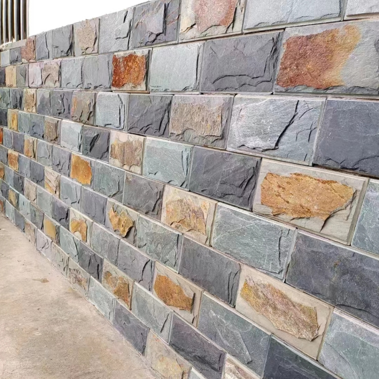 黑色外墙自然面石材 青石蘑菇石厂家供应 防滑耐磨损