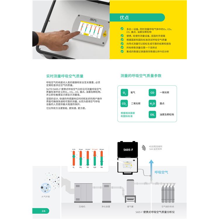 便携式呼吸空气质量分析仪 压缩空气S605气体分析仪供应