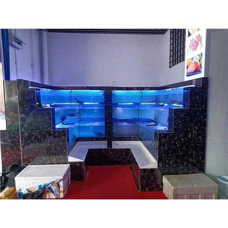 湘潭生鲜连锁超市海鲜池定制 成品玻璃鱼缸工程
