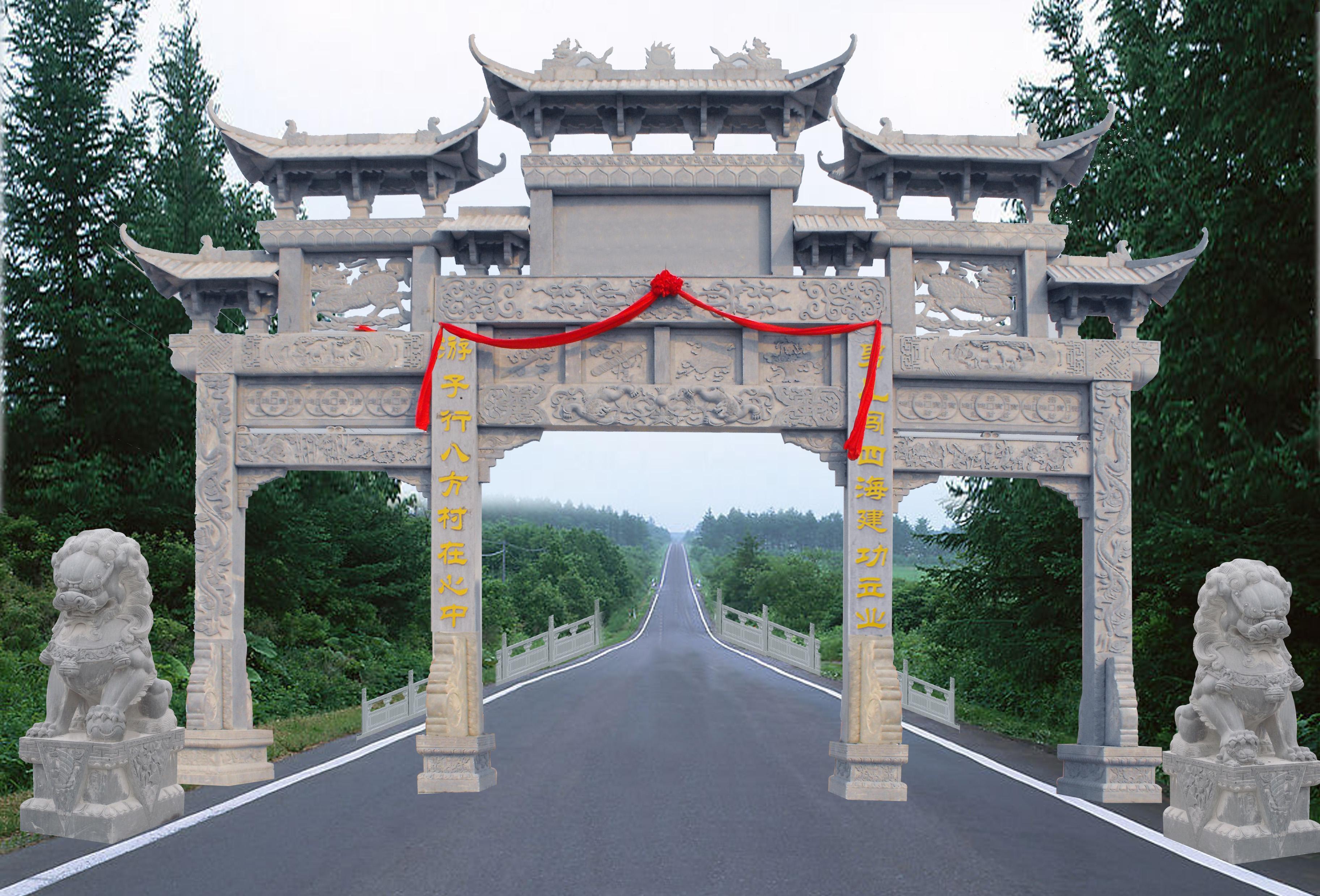 生产厂家 石雕牌坊 石门 价格