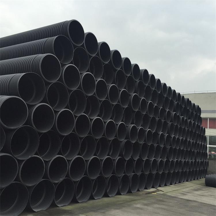 北京大口径排污管pe塑料管排水排污管黑色螺旋波纹排污管材