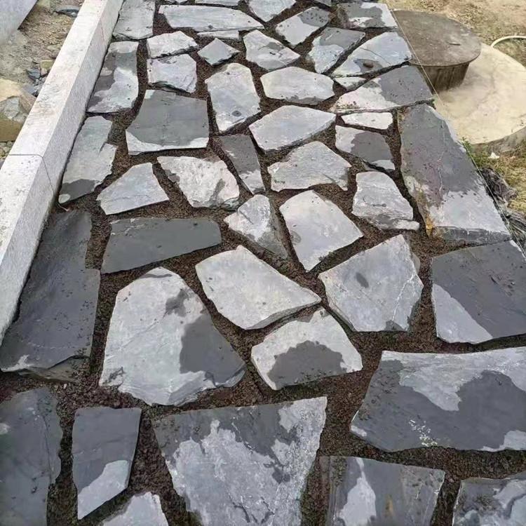 光面黄锈石板 民间拉丝天然老石板公园铺地老石板 老石板材