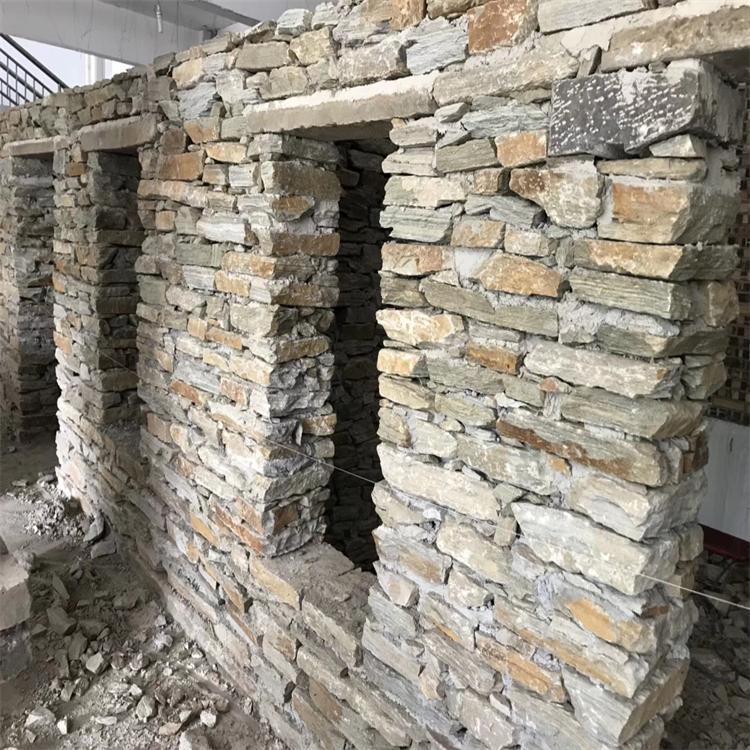 天然石材灰色碎拼石灰石英乱形石不规则铺地黑片石片岩