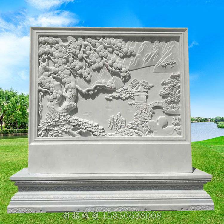 我们平时最常见的山水画石雕浮雕图片,和不常见的