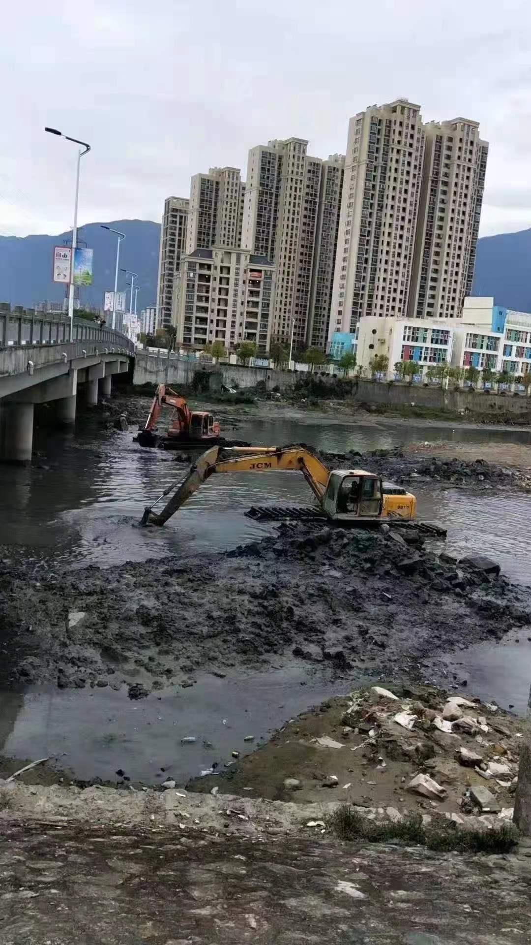 梅州水陆挖机出租机构浮船服务机构