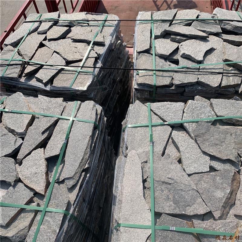 锦州别墅围墙文化石  黑色页岩碎拼石非遗工坊