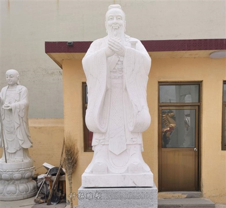 辦公室漢白玉石雕孔子雕像-古代雕塑